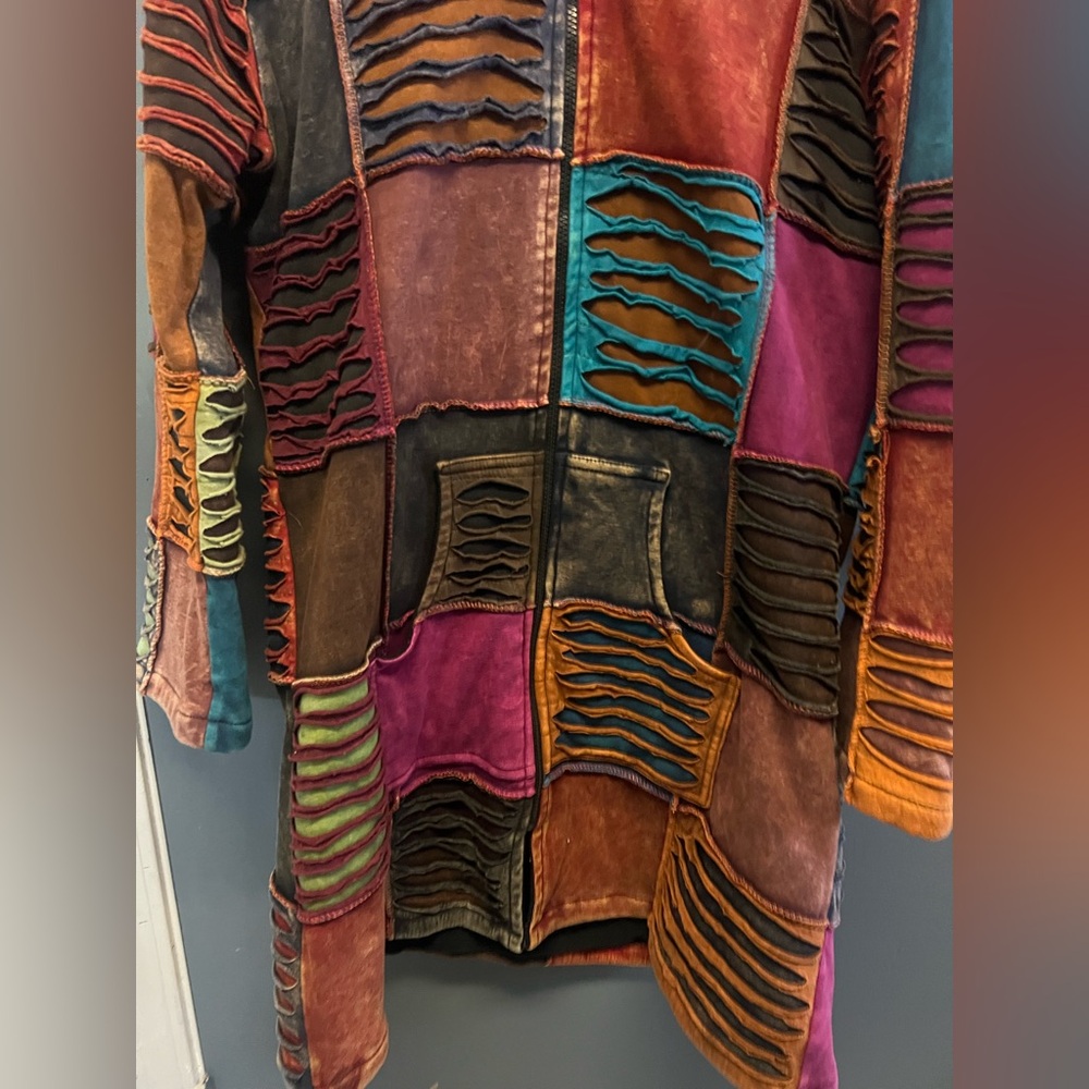 Vibrant Patchwork Women's Razor Cut Jacket Creati… - image 7
